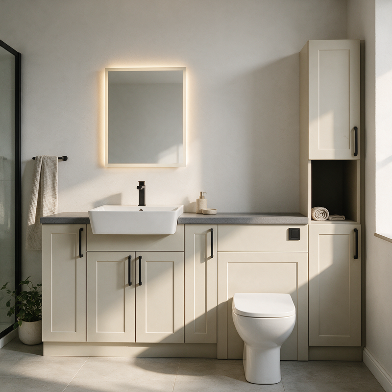 Oliver 2000 Cashmere Shaker Fitted Furniture Combination with Tall Boy