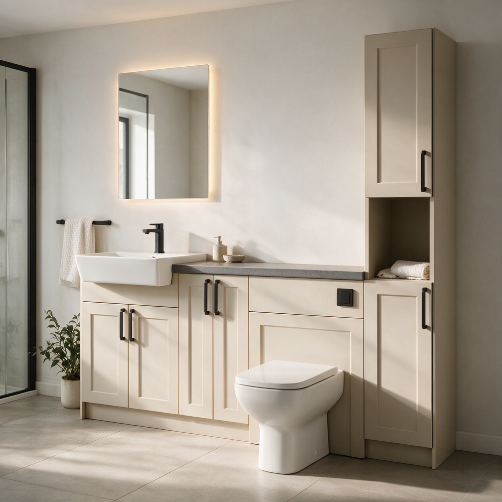 Oliver 1900 Cashmere Shaker Fitted Furniture Combination with Tall Boy