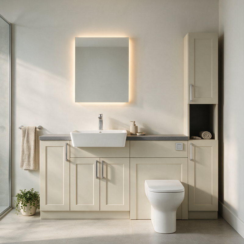 Oliver 1800 Cashmere Shaker Fitted Furniture Combination with Tall Boy