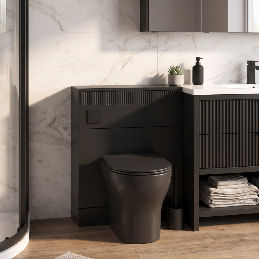 Linnea 1000mm Black Floorstanding Vanity Unit with 900 Quadrant Shower Enclosure Suite