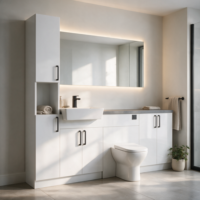 Oliver 2100 Gloss White Fitted Furniture Combination with Tall Boy