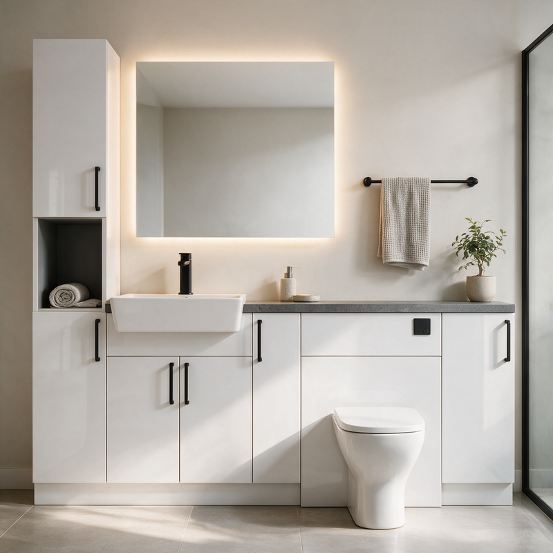 Oliver 2000 Gloss White Fitted Furniture Combination with Tall Boy