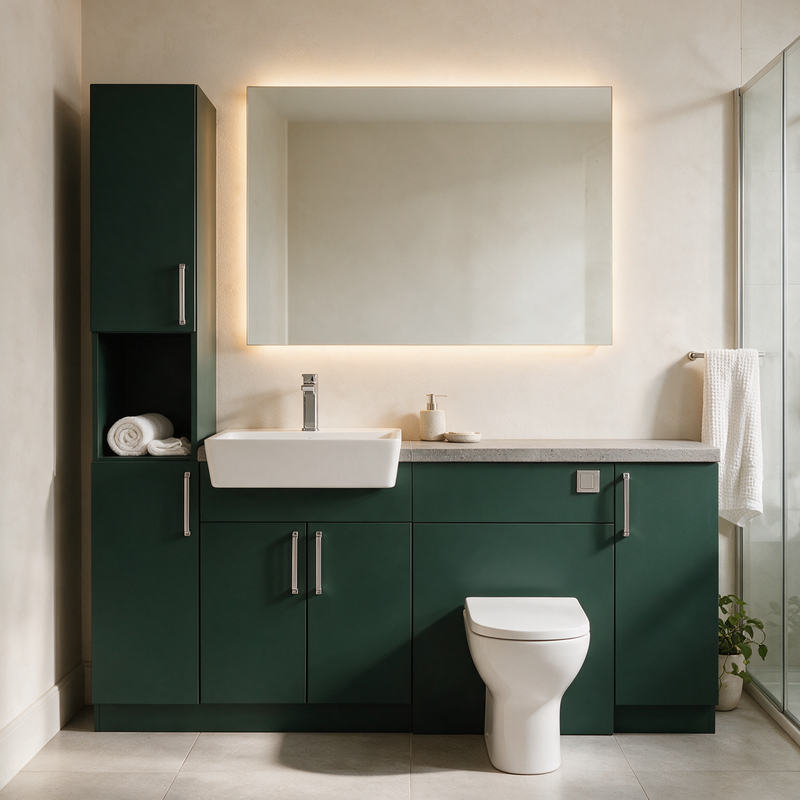 Oliver 1800 Matt Green Fitted Furniture Combination with Tall Boy