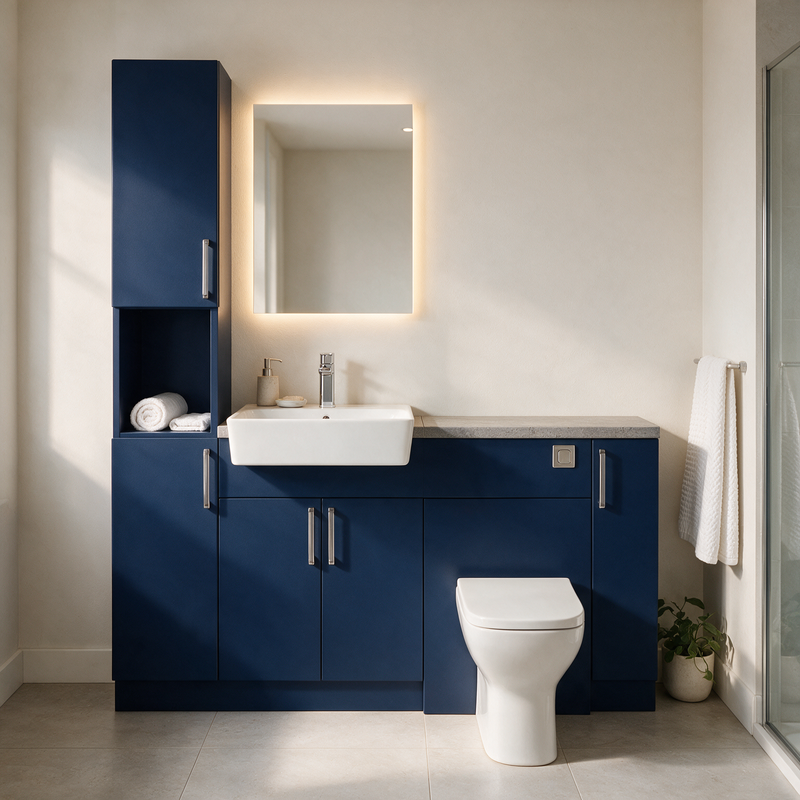 Oliver 1600 Navy Blue Fitted Furniture Combination with Tall Boy