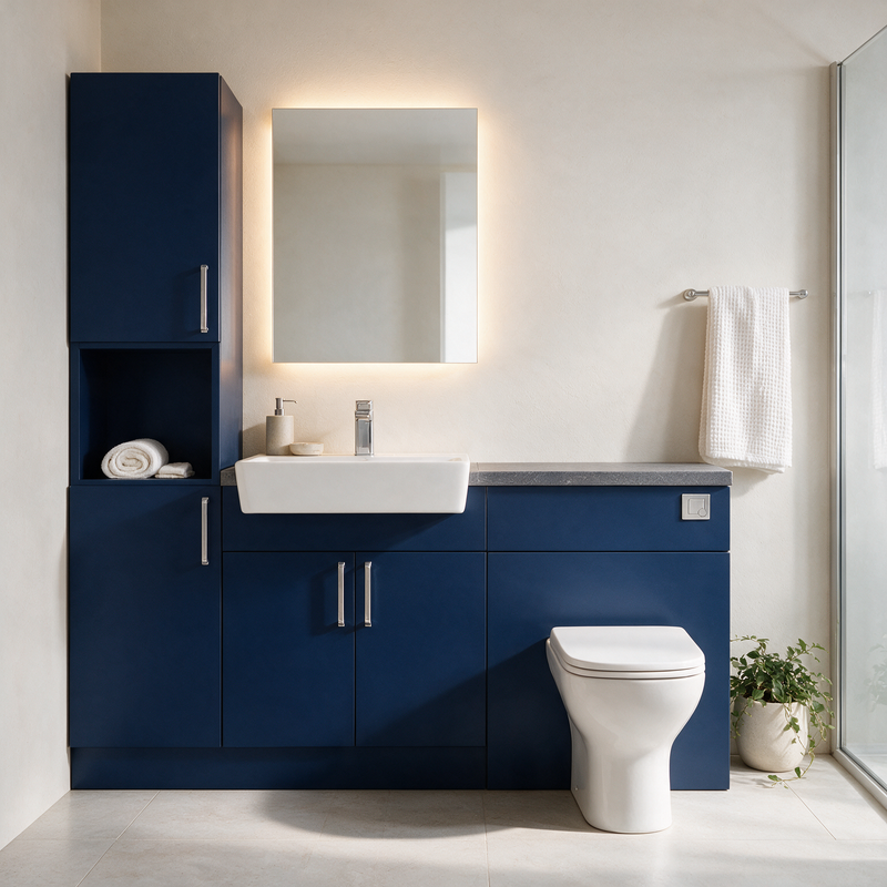 Oliver 1500 Navy Blue Fitted Furniture Combination with Tall Boy
