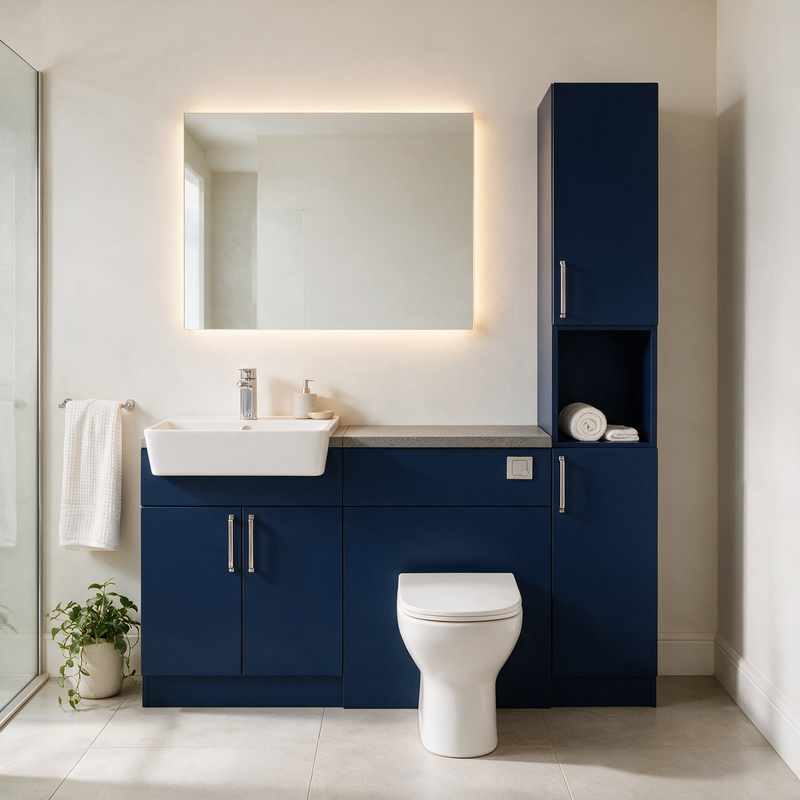 Oliver 1400 Navy Blue Fitted Furniture Combination with Tall Boy
