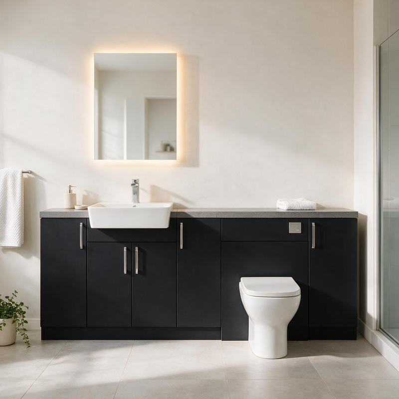 Oliver 2000 Matt Black Fitted Furniture Combination