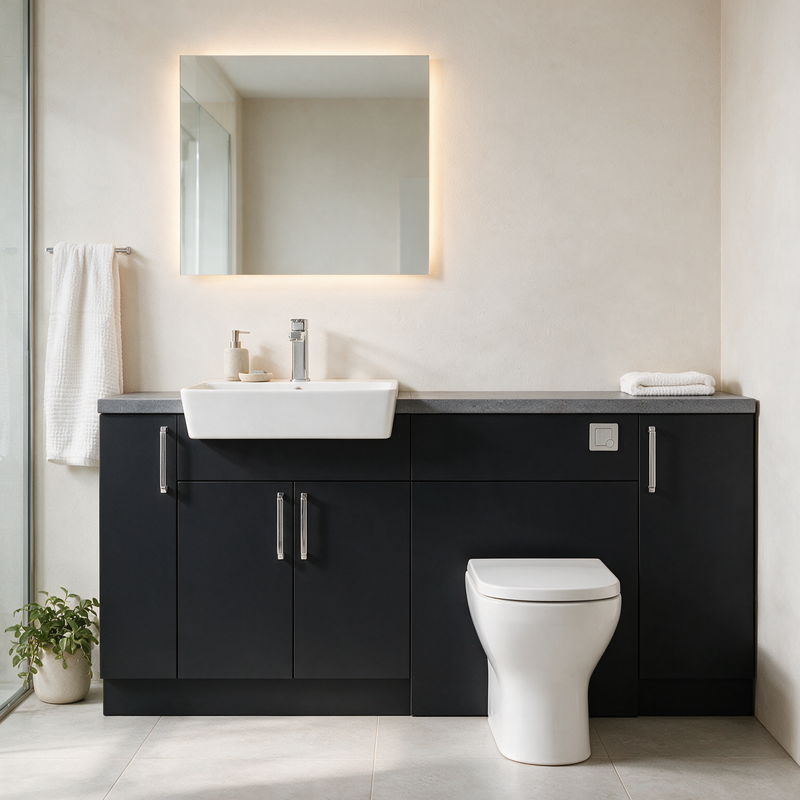 Oliver 1700 Matt Black Fitted Furniture Combination