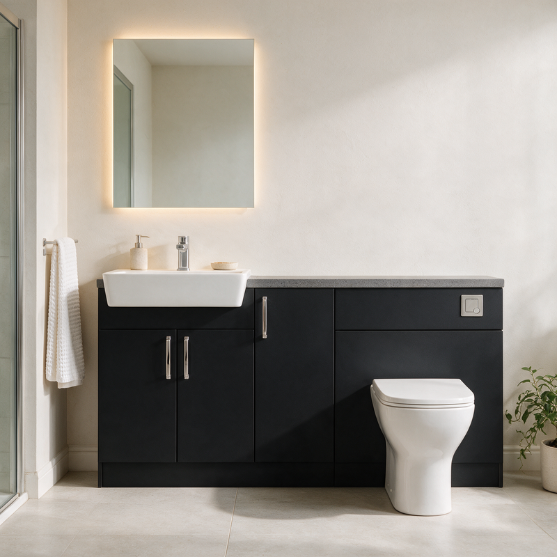 Oliver 1500 Matt Black Fitted Furniture Combination