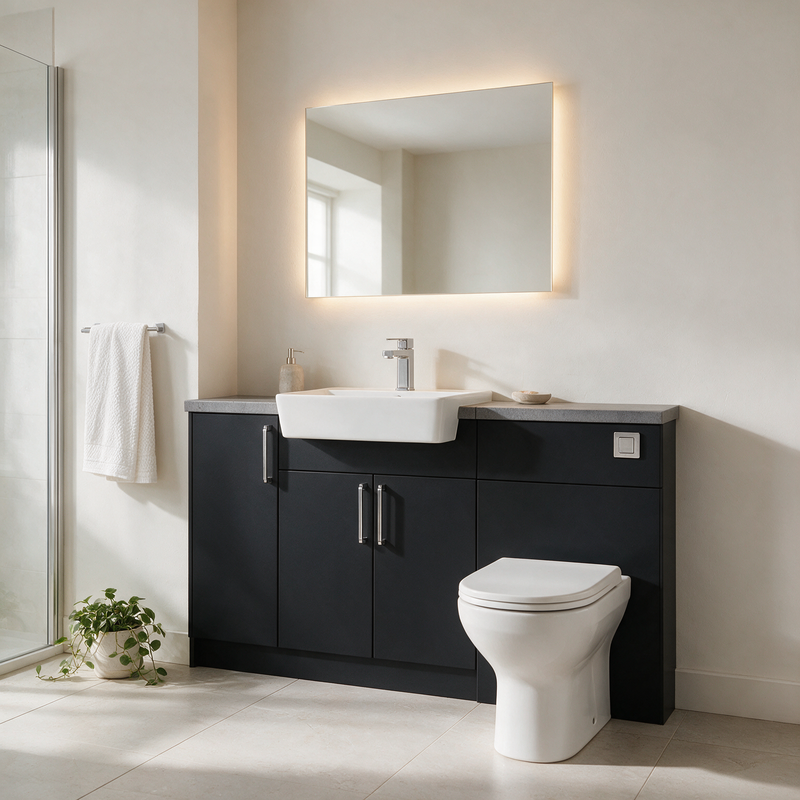 Oliver 1400 Matt Black Fitted Furniture Combination