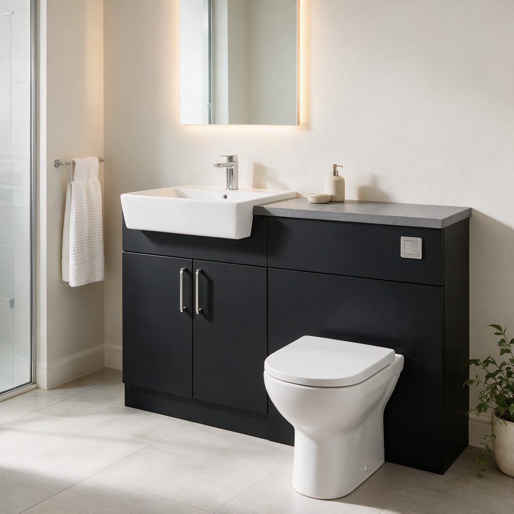 Oliver 1200 Matt Black Fitted Furniture Combination