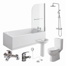 Galaxy Complete Bathroom Suite with 1700mm Bath, Shower, Bath Screen, Toilet & Basin
