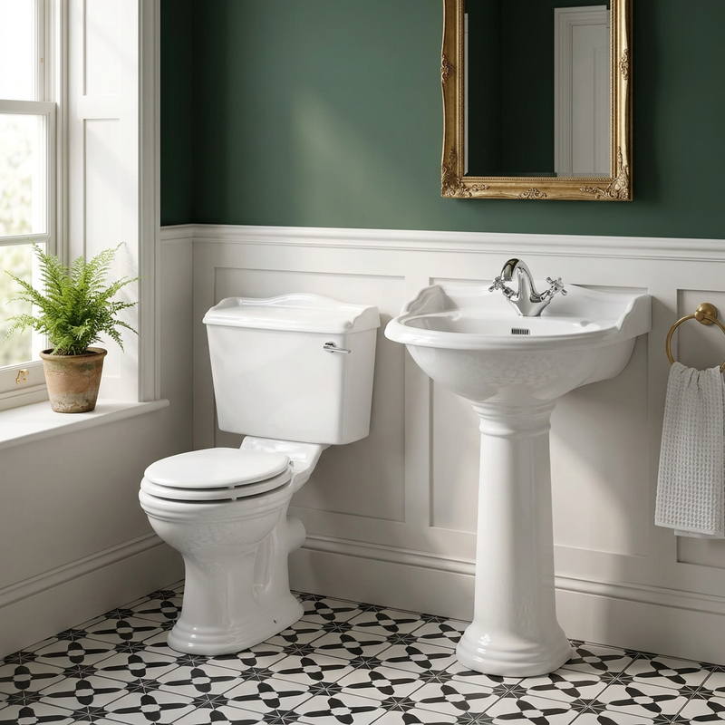 Hartwell Traditional Toilet with Basin and Pedestal Set