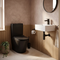 Alessio Black Close-Coupled Toilet with Wall Hung Basin and Tap