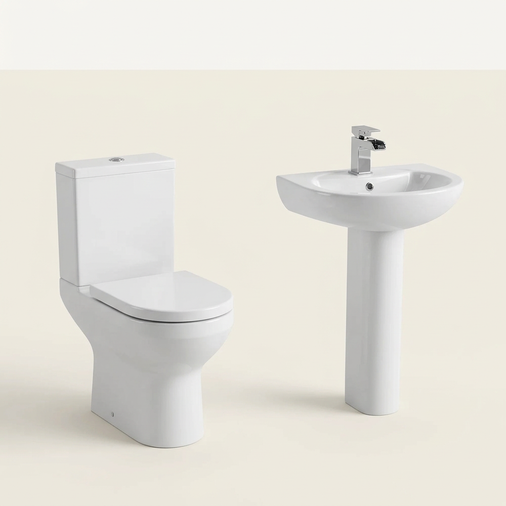 Charlie Comfort Height Toilet with Basin and Pedestal