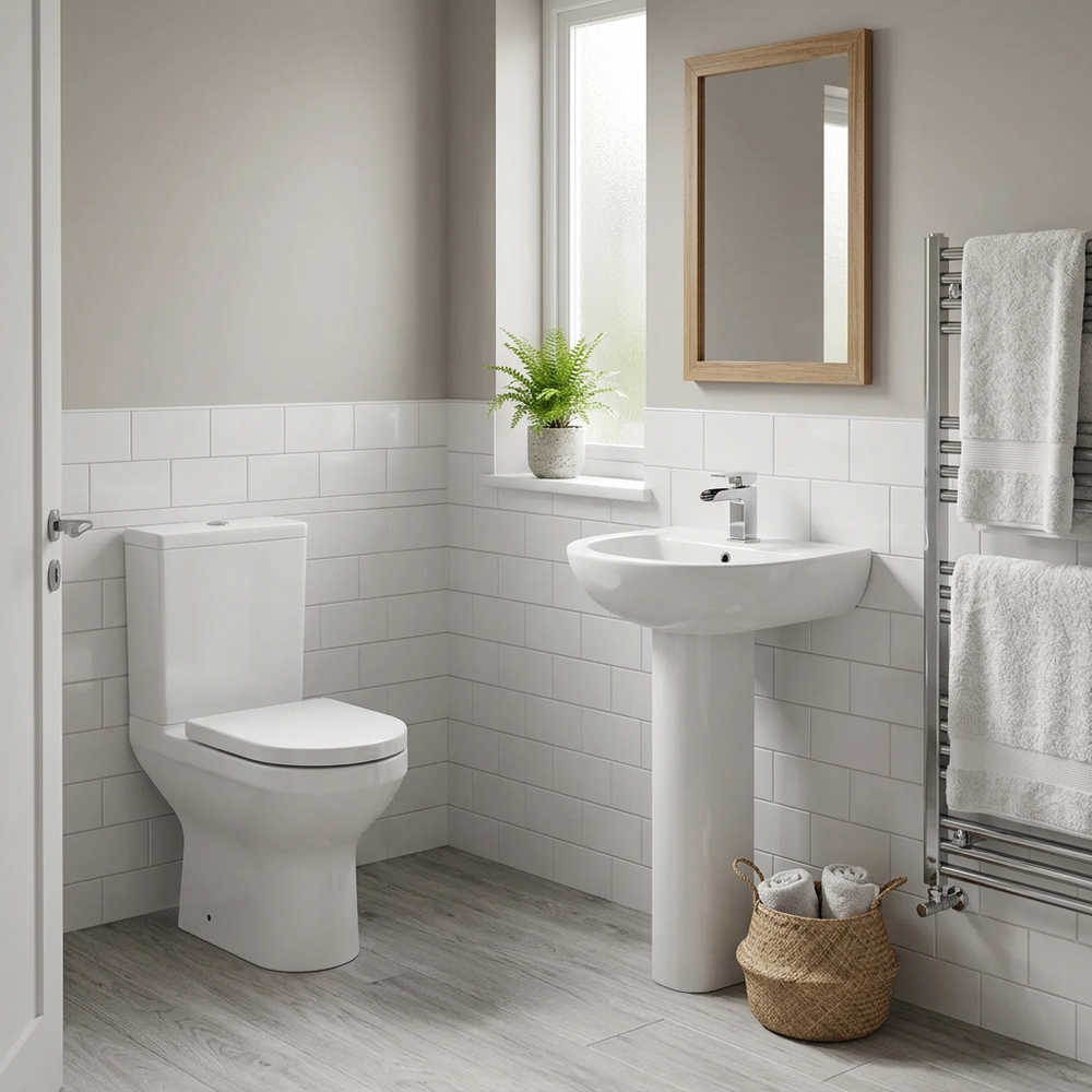 Charlie Comfort Height Toilet with Basin and Pedestal