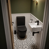 Alessio Black Close-Coupled Toilet with Wall Hung Basin and Tap