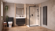 Linnea 700mm Black Wall Hung Vanity Unit with 1200mm Odessa Shower Enclosure Suite