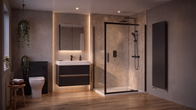 Linnea 700mm Black Wall Hung Vanity Unit with 1200mm Odessa Shower Enclosure Suite