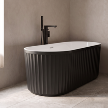 Linnea Black Complete Bathroom Suite with 1700mm Fluted Freestanding Bath, Vanity Unit, Toilet and Heated Towel Rail