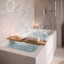 Linnea White Complete Bathroom Suite with 1700mm Whirlpool Shower Bath, Vanity Unit, Toilet, Shower & Heated Towel Rail