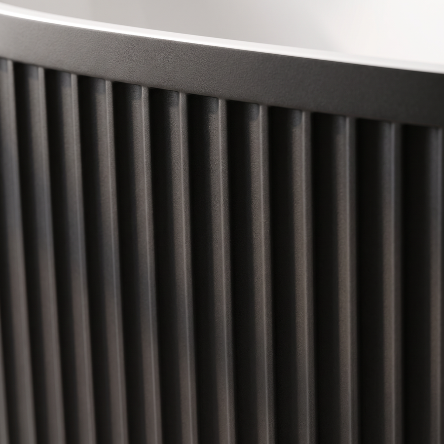 Linnea Black Complete Bathroom Suite with 1700mm Fluted Freestanding Bath, Vanity Unit, Toilet and Heated Towel Rail
