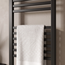 Linnea Black Complete Bathroom Suite with 1700mm Fluted Freestanding Bath, Vanity Unit, Toilet and Heated Towel Rail