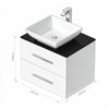 Sonix 600mm White Wall Hung Bathroom Vanity Unit with Basin, Tap & Waste