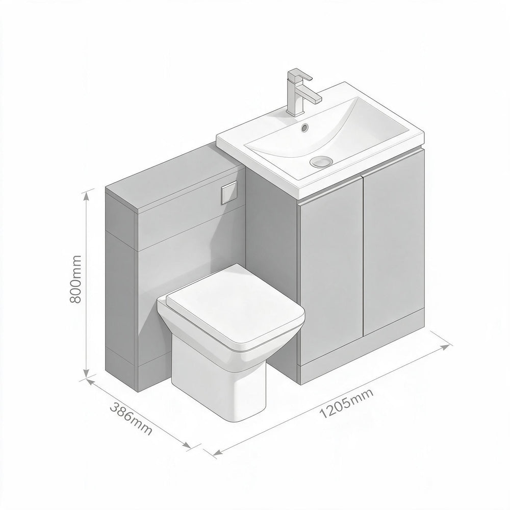 Mercury Matt Grey Vanity and WC Unit Combination Suite