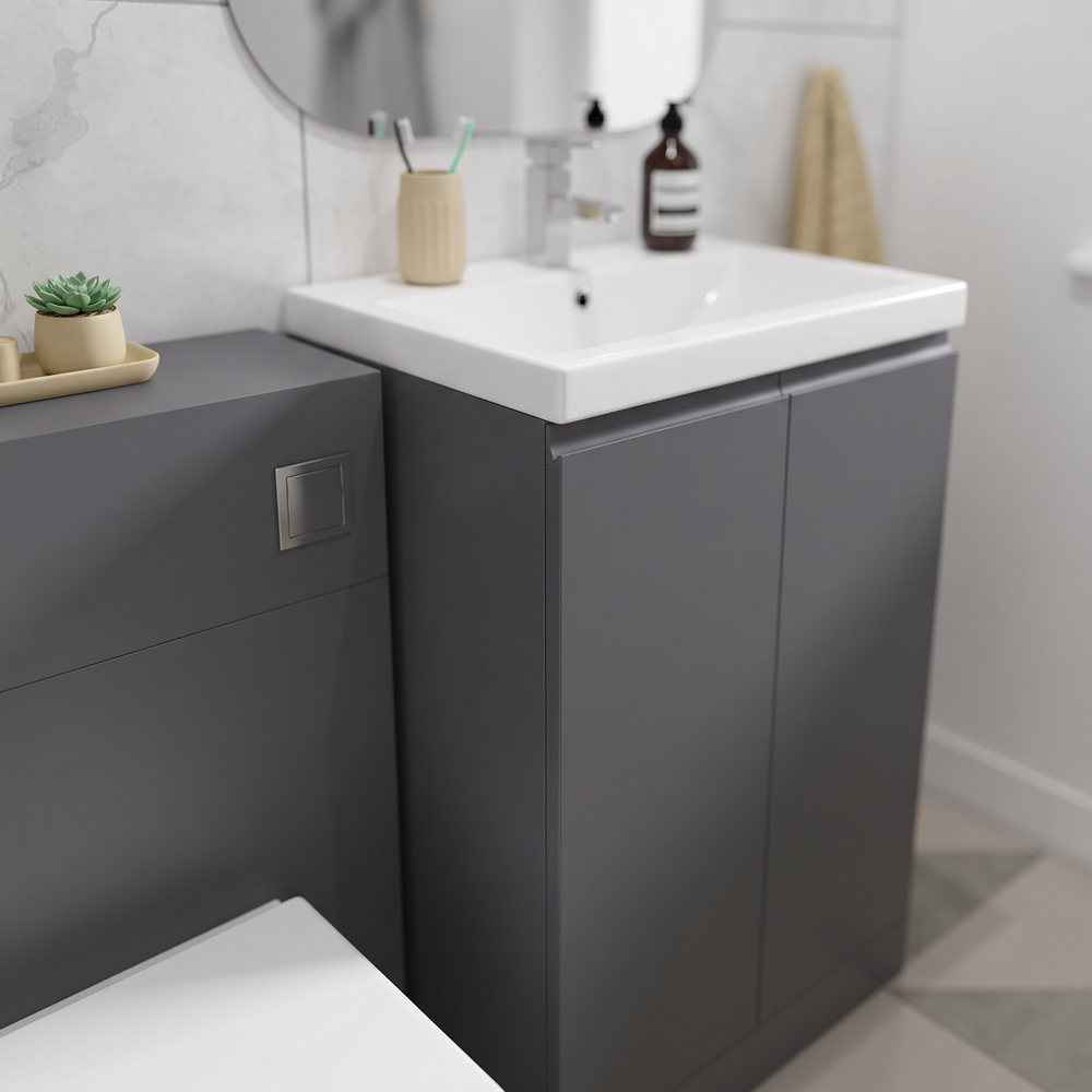 Mercury Matt Grey Vanity and WC Unit Combination Suite