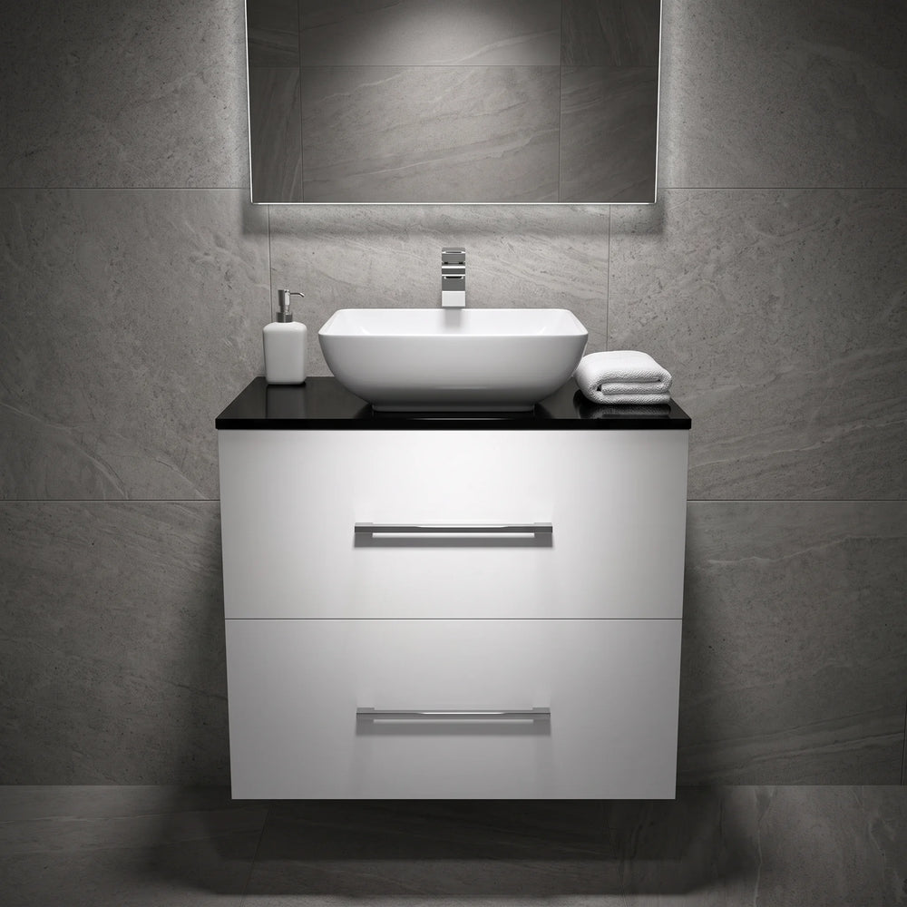 Sonix 600mm White Wall Hung Bathroom Vanity Unit with Basin, Tap & Waste