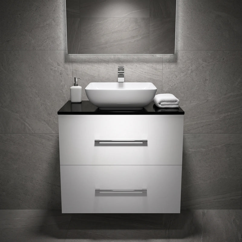 Sonix 600mm White Wall Hung Bathroom Vanity Unit with Basin, Tap & Waste