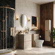 Zentro Cashmere Suite with Odessa Gold 800mm Quadrant Enclosure — Vanity, Toilet Unit, Shower & Mirror