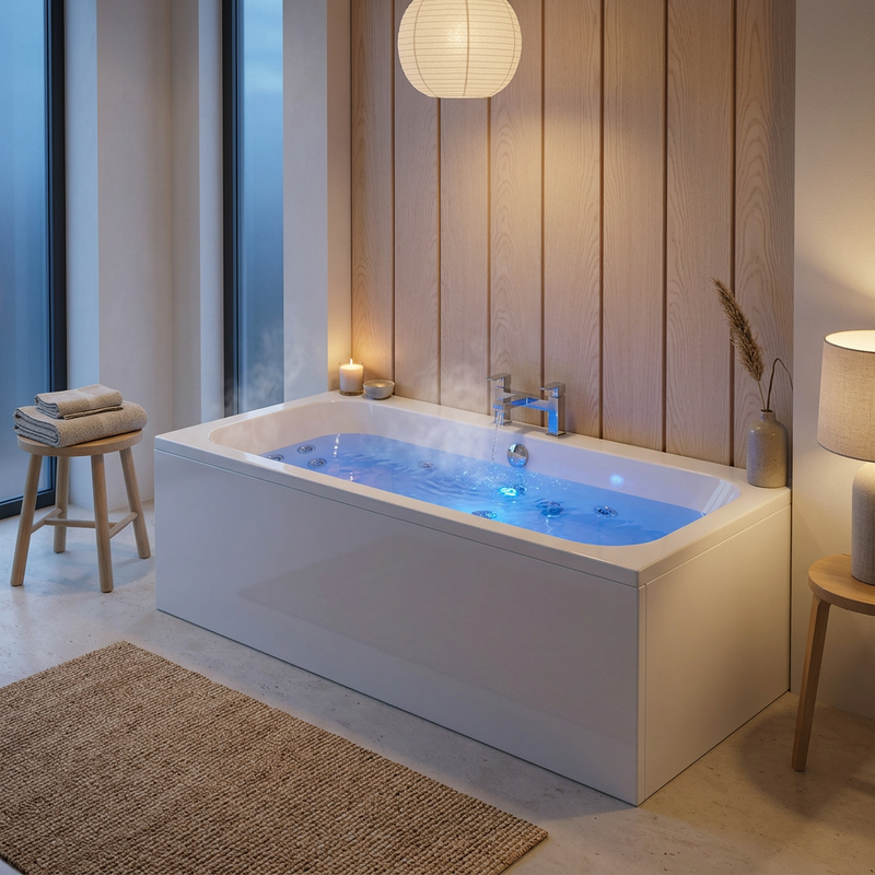 1700 x 750mm 6 or 14 Jets Double Ended Whirlpool Bath Vernwy