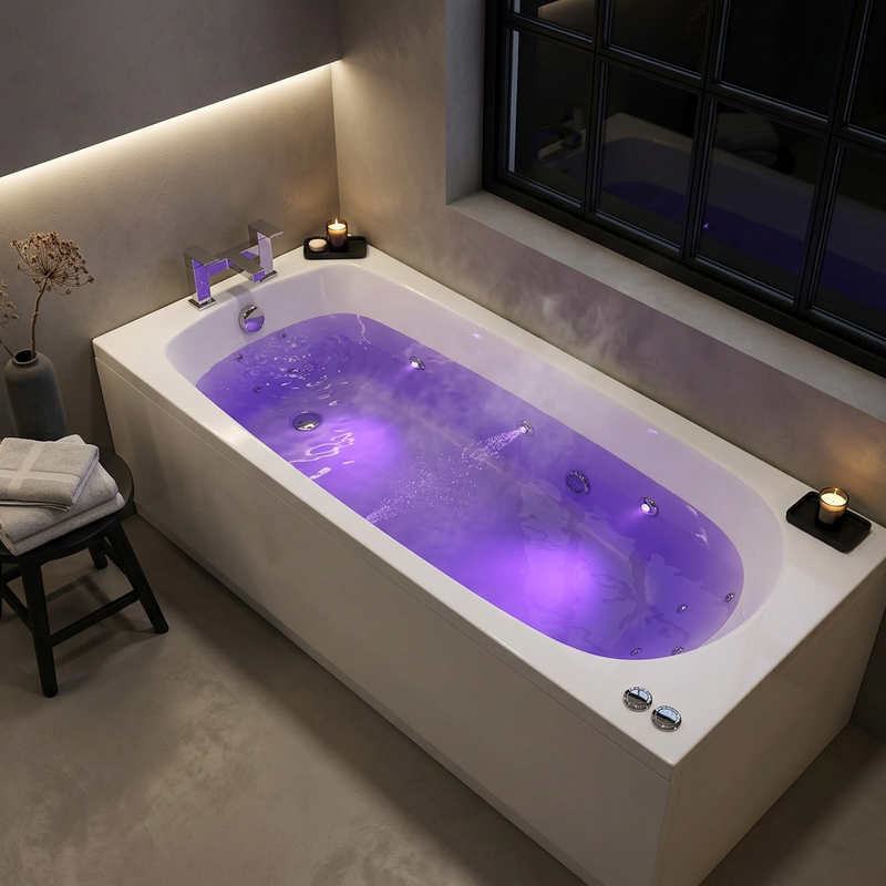 1700 x 700mm 6 or 14 Jets Single Ended Whirlpool Bath Mercury