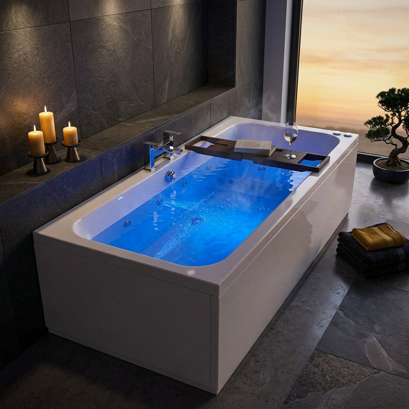 1800 x 800mm 8 or 16 Jets Double Ended Whirlpool Bath Vernwy