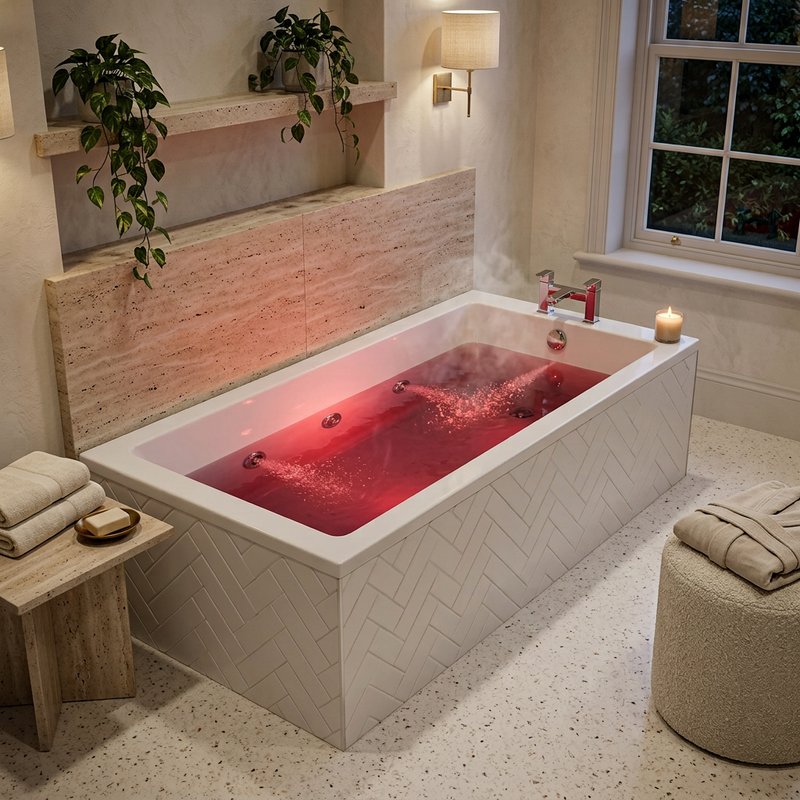 1700 x 700mm 6 or 14 Jets Slim Single Ended Whirlpool Bath Galaxy