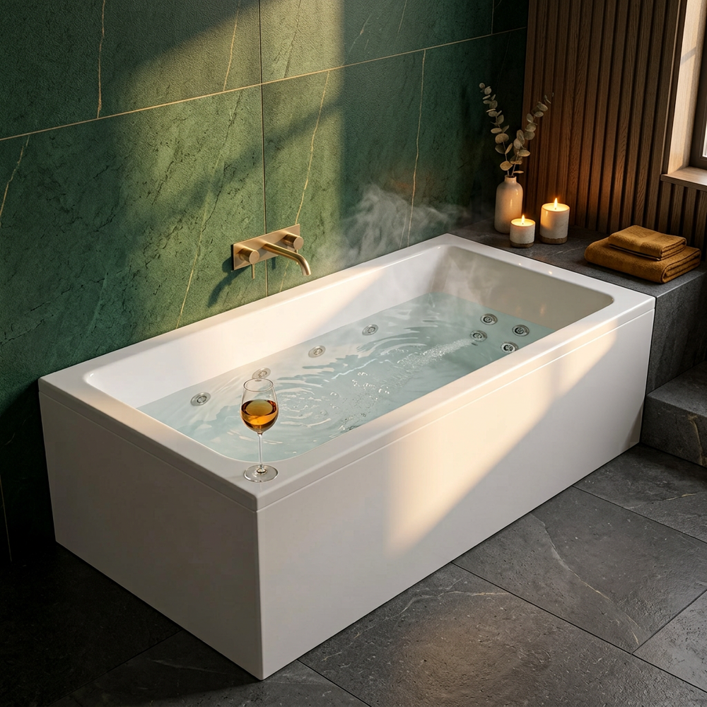 1800 x 800mm 8 or 16 Jets Slim Single Ended Whirlpool Bath Galaxy