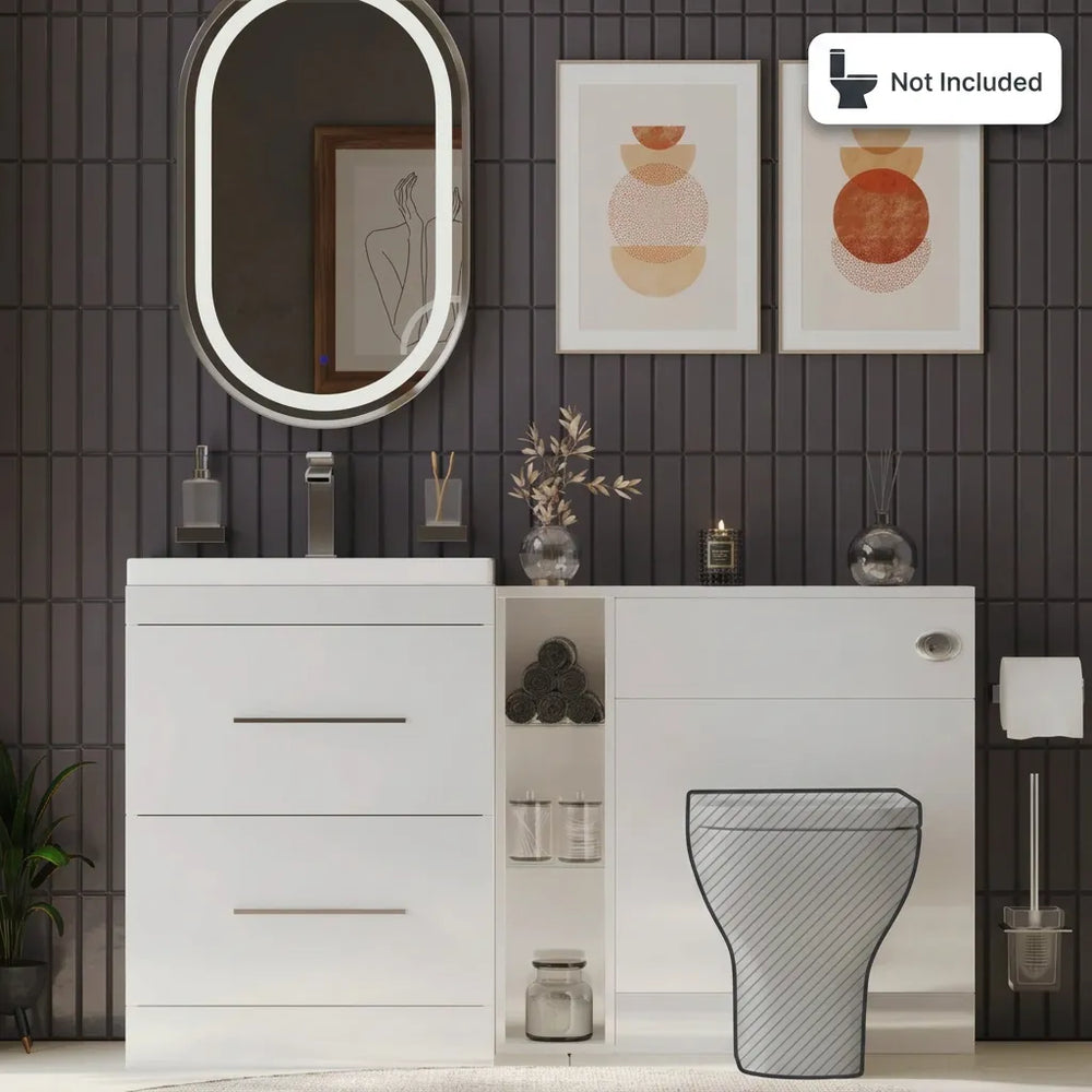 Form 1400mm Freestanding Bathroom Vanity White Furniture Set