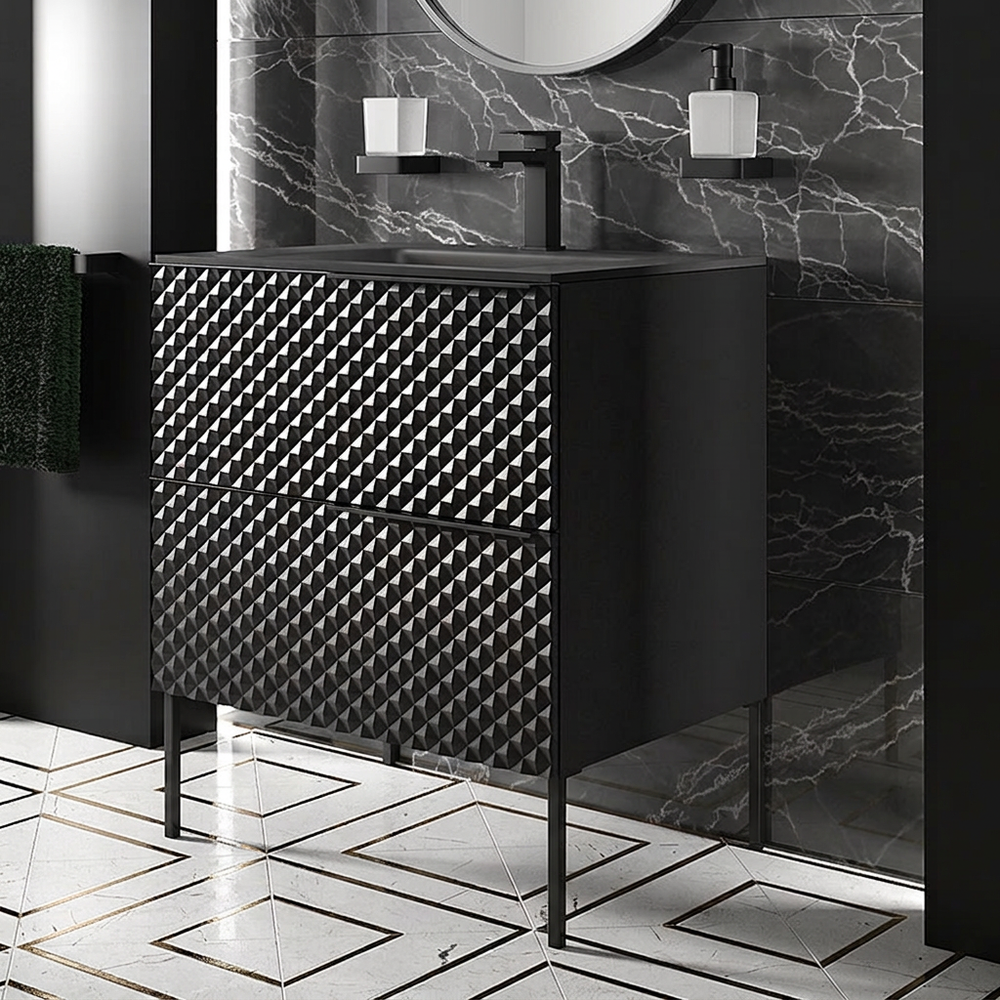 Elvia 600mm Black Vanity Unit with Black Basin