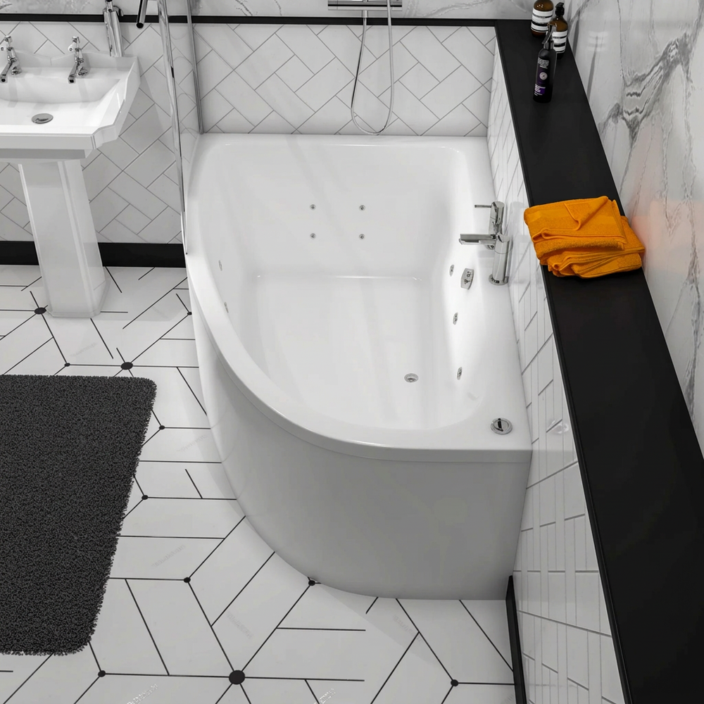 1500 x 1000mm Corner 8 or 14 Jet Whirlpool Bath
