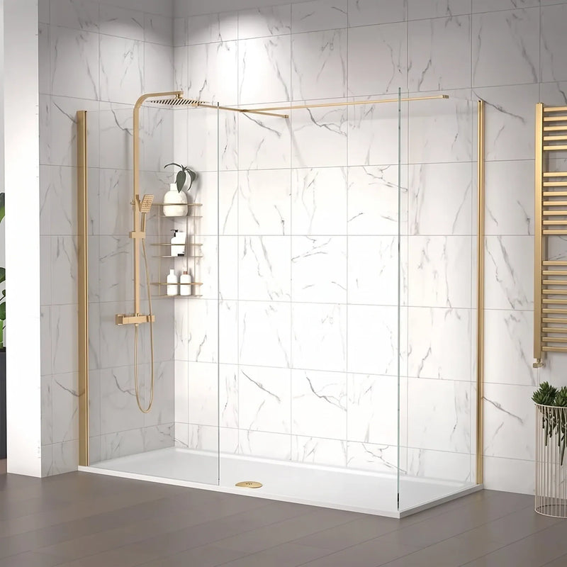 Radiant shower enclosure fitted in a modern bathroom