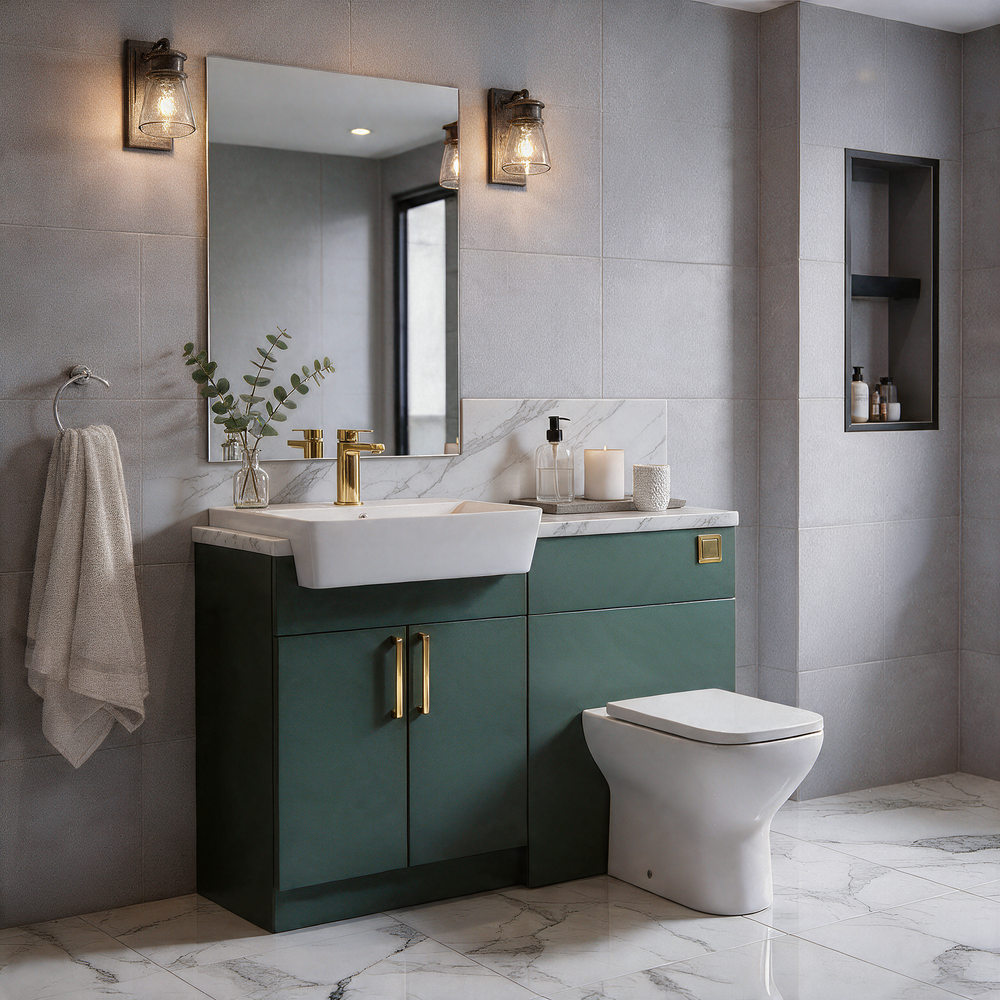 Oliver 1200 Matt Green Fitted Furniture Combination