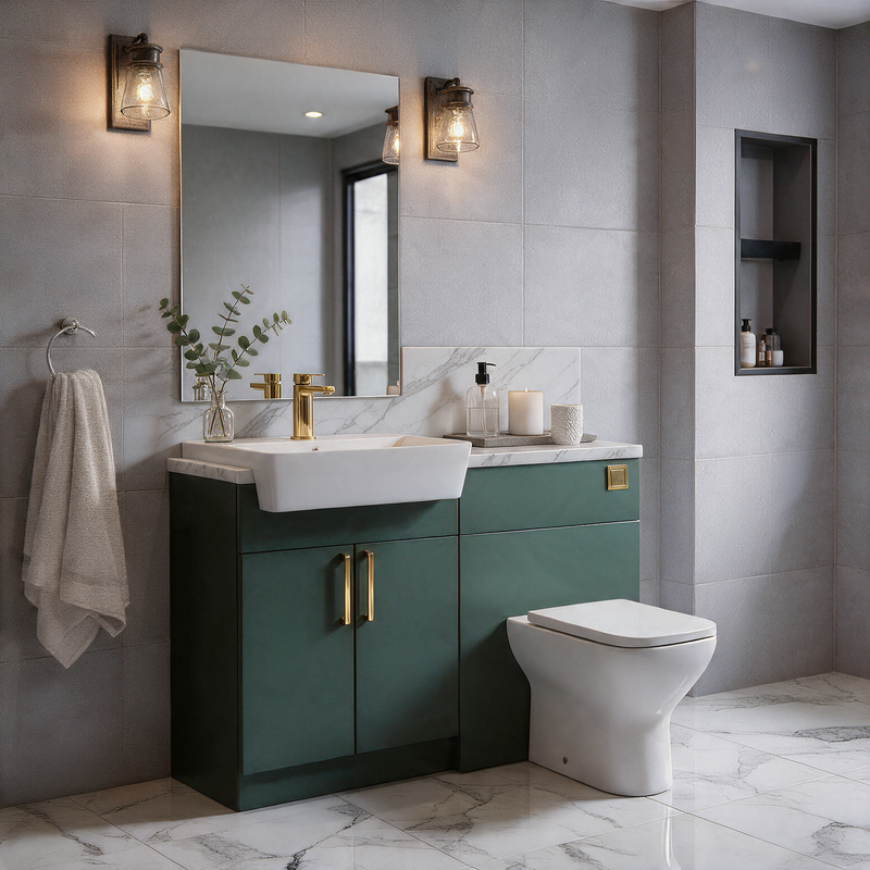 Oliver 1200 Matt Green Fitted Furniture Combination