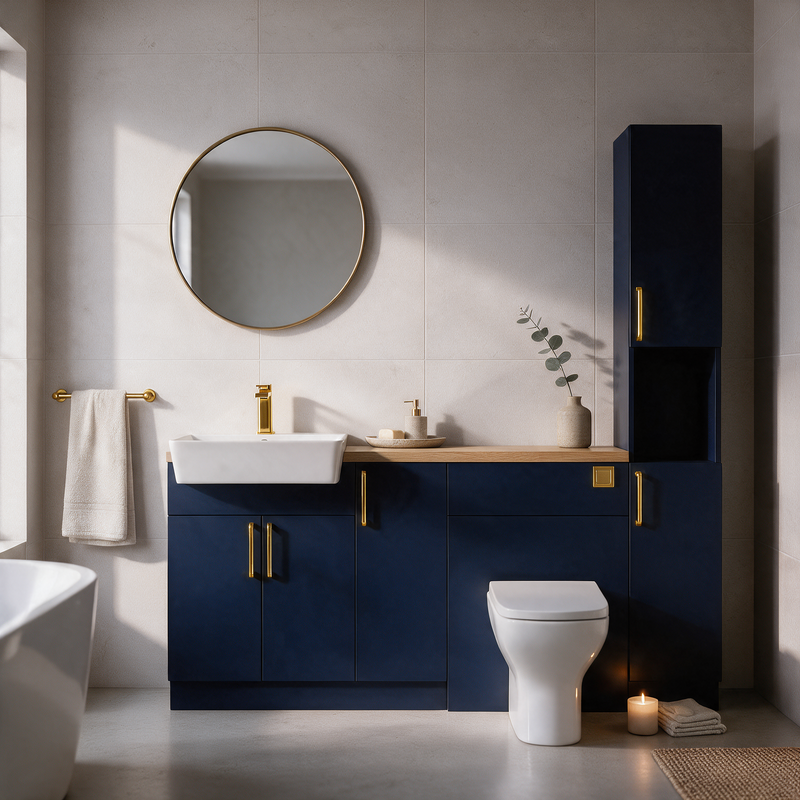 Oliver 1800 Navy Blue Fitted Furniture Combination with Tall Boy