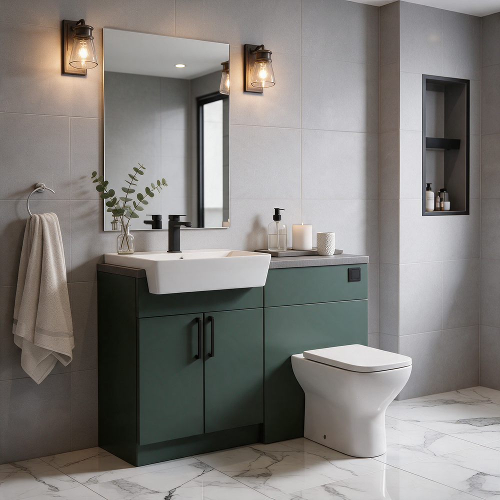 Oliver 1200 Matt Green Fitted Furniture Combination