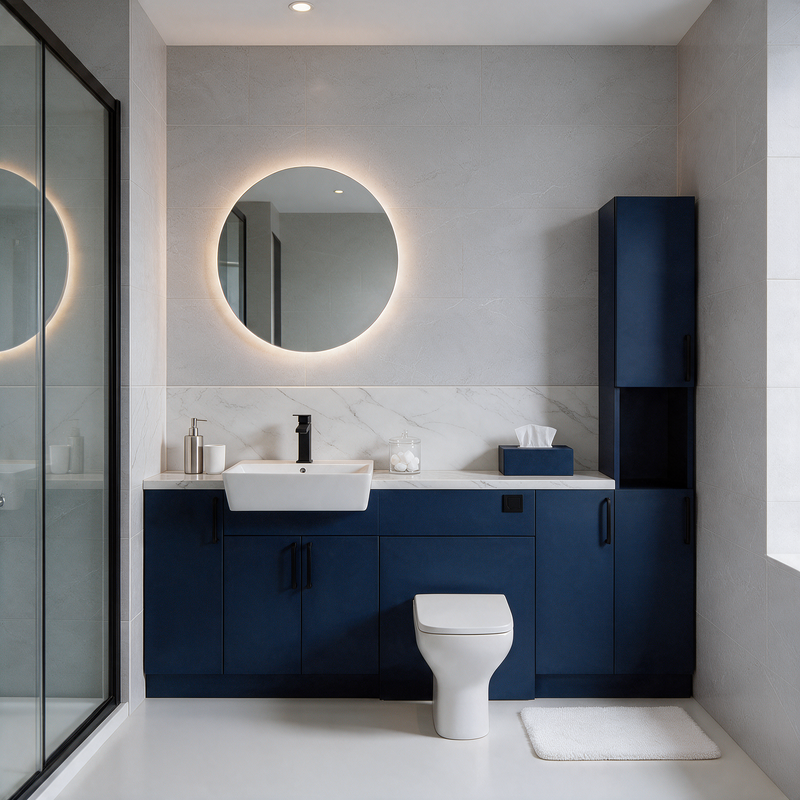 Oliver 2100 Navy Blue Fitted Furniture Combination with Tall Boy
