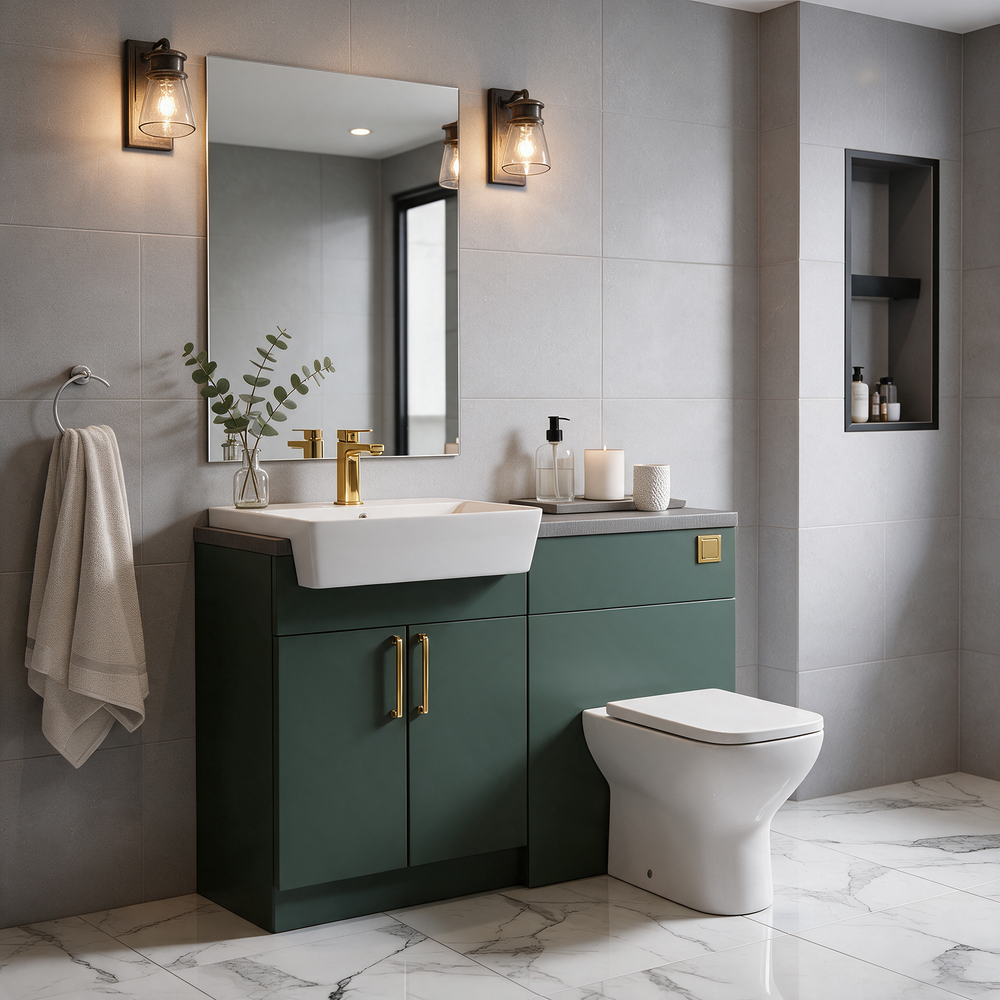 Oliver 1200 Matt Green Fitted Furniture Combination