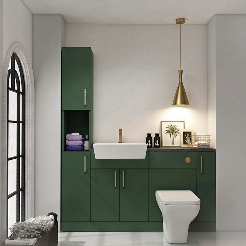 Oliver 1600 Matt Green Fitted Furniture Combination with Tall Boy