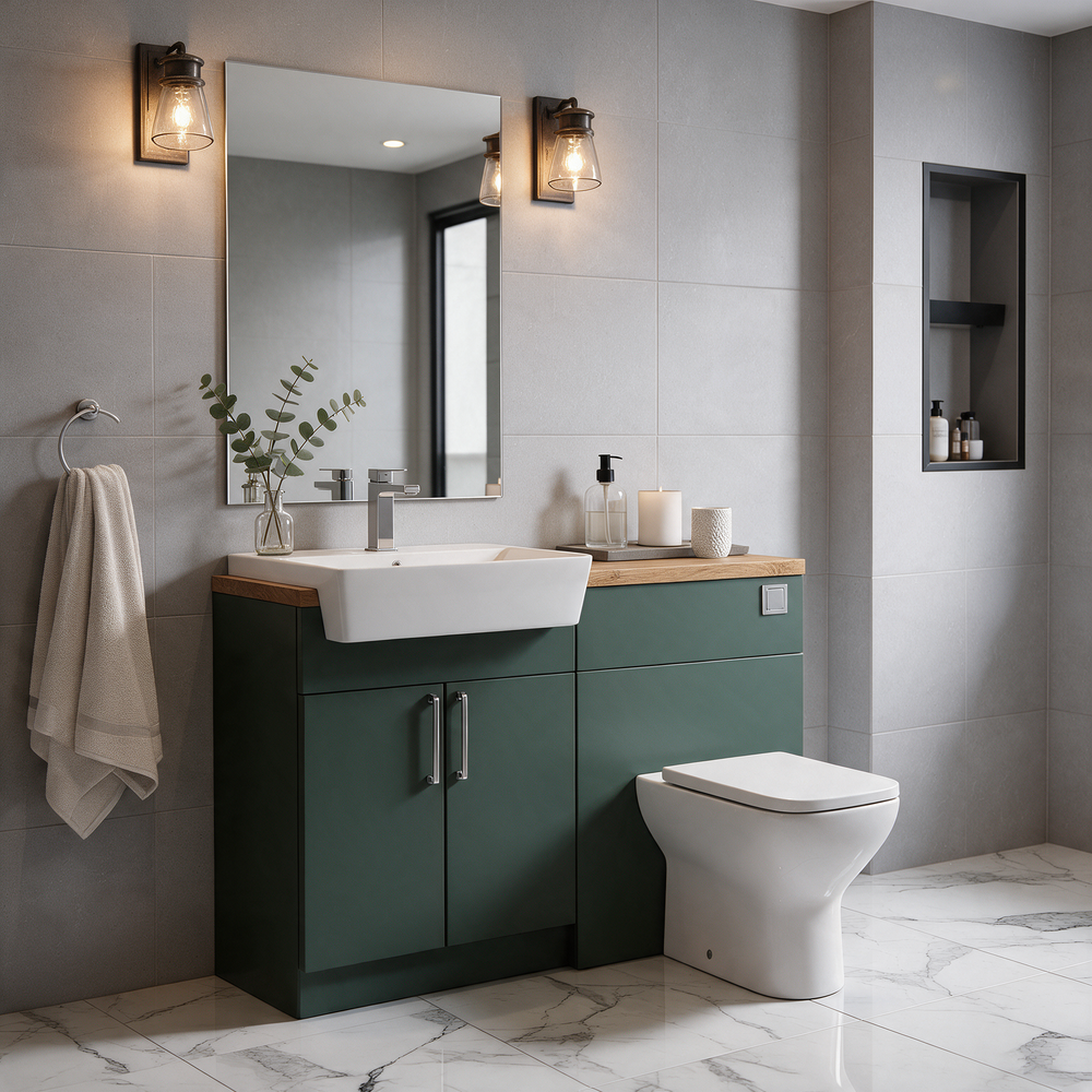 Oliver 1200 Matt Green Fitted Furniture Combination